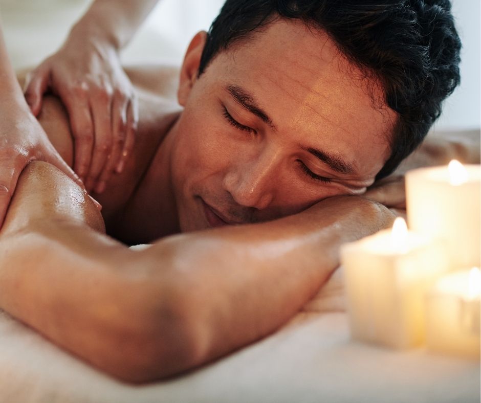 a guy enjoying massage