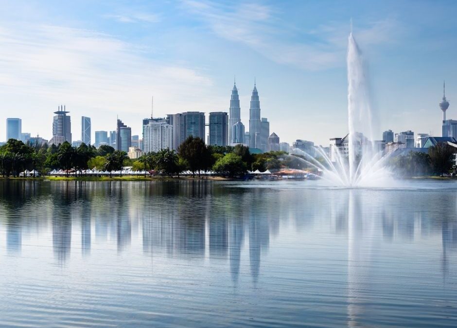a far view of KLCC from a lake