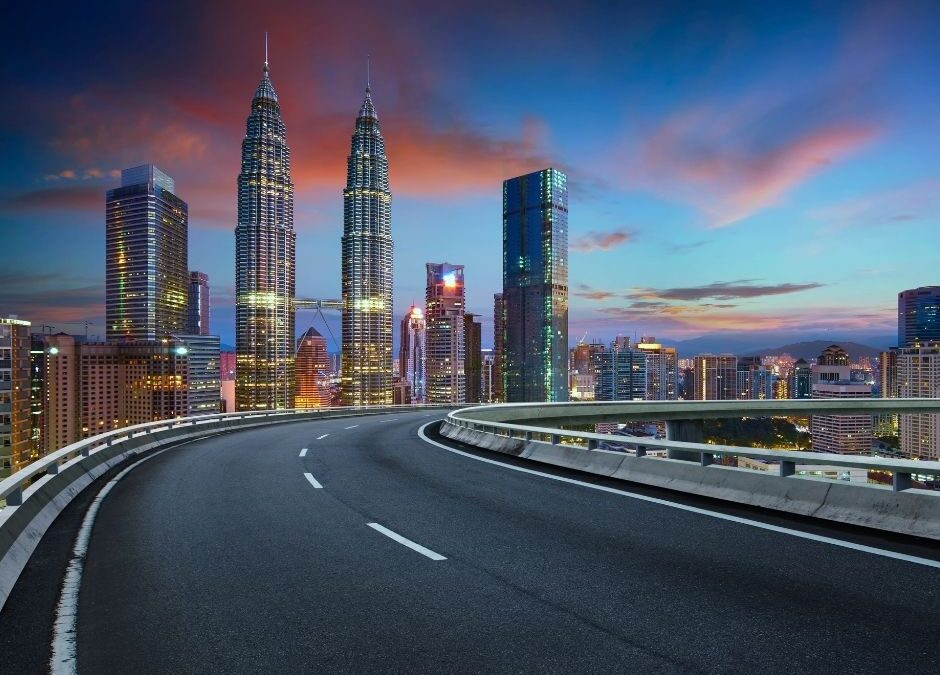 the sunset view of KL with KLCC in the background